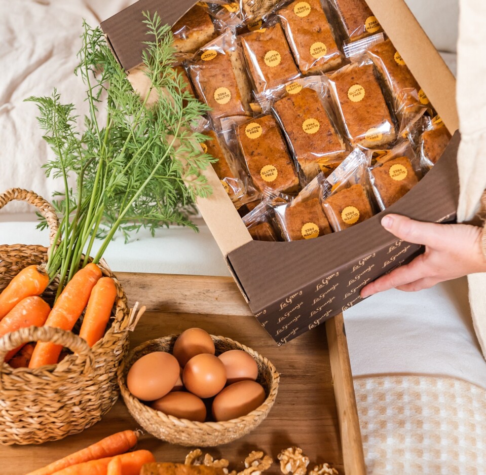 Caja de bizcocho carrot cake sin gluten y sin lactosa 30 uds