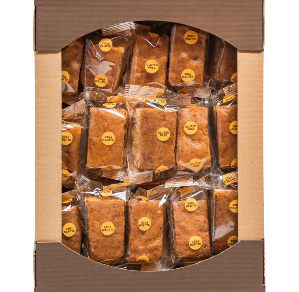Caja de bizcocho carrot cake sin gluten y sin lactosa 30 uds