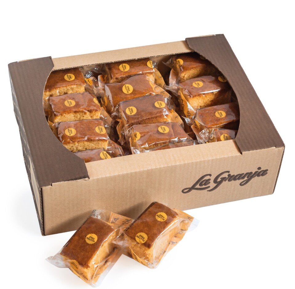 Box of pumpkin and yuzu sponge cake, gluten-free and lactose-free 30uds