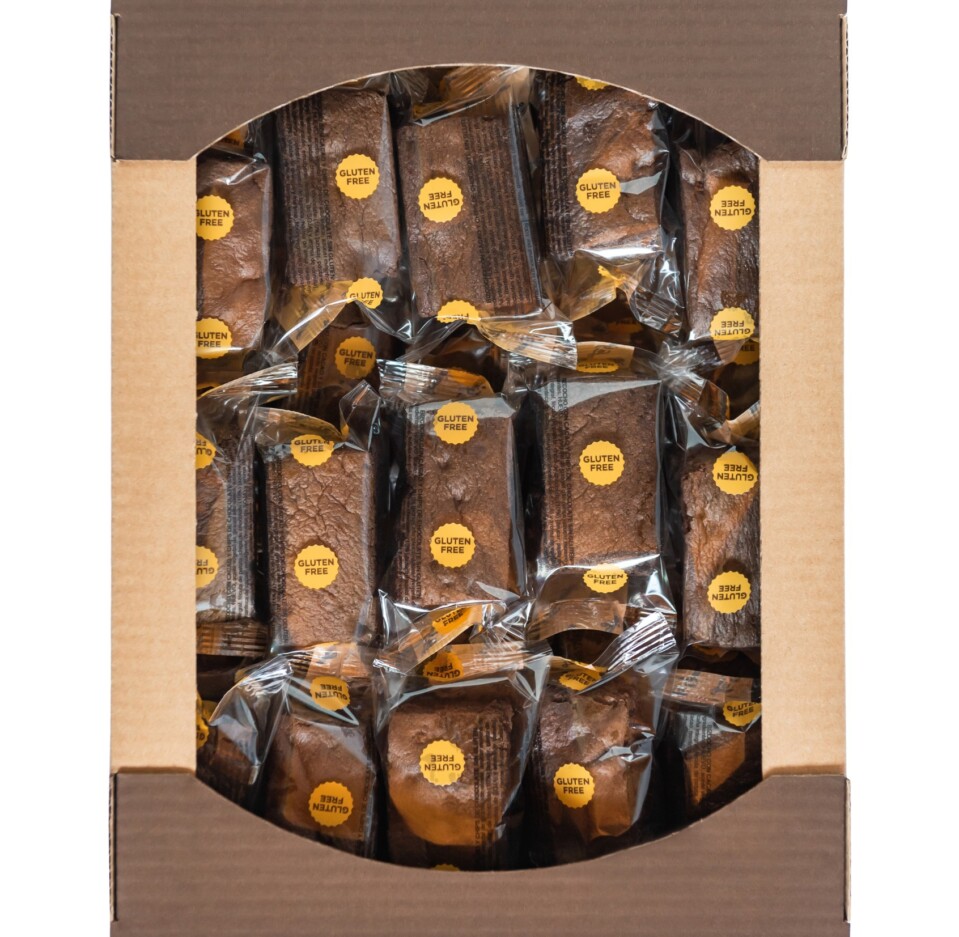 Caja de bizcocho de cacao con chips de chocolate sin gluten y sin lactosa 30 uds