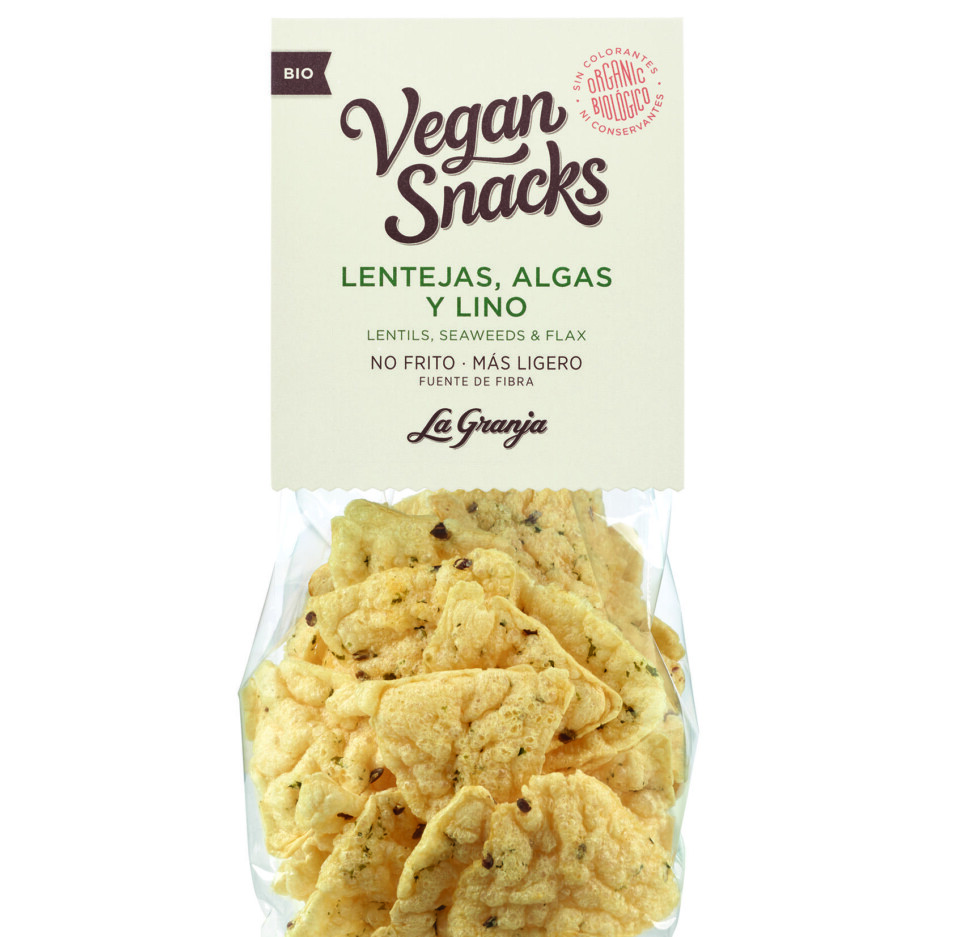 Vegan lentil, seaweed and flax snacks