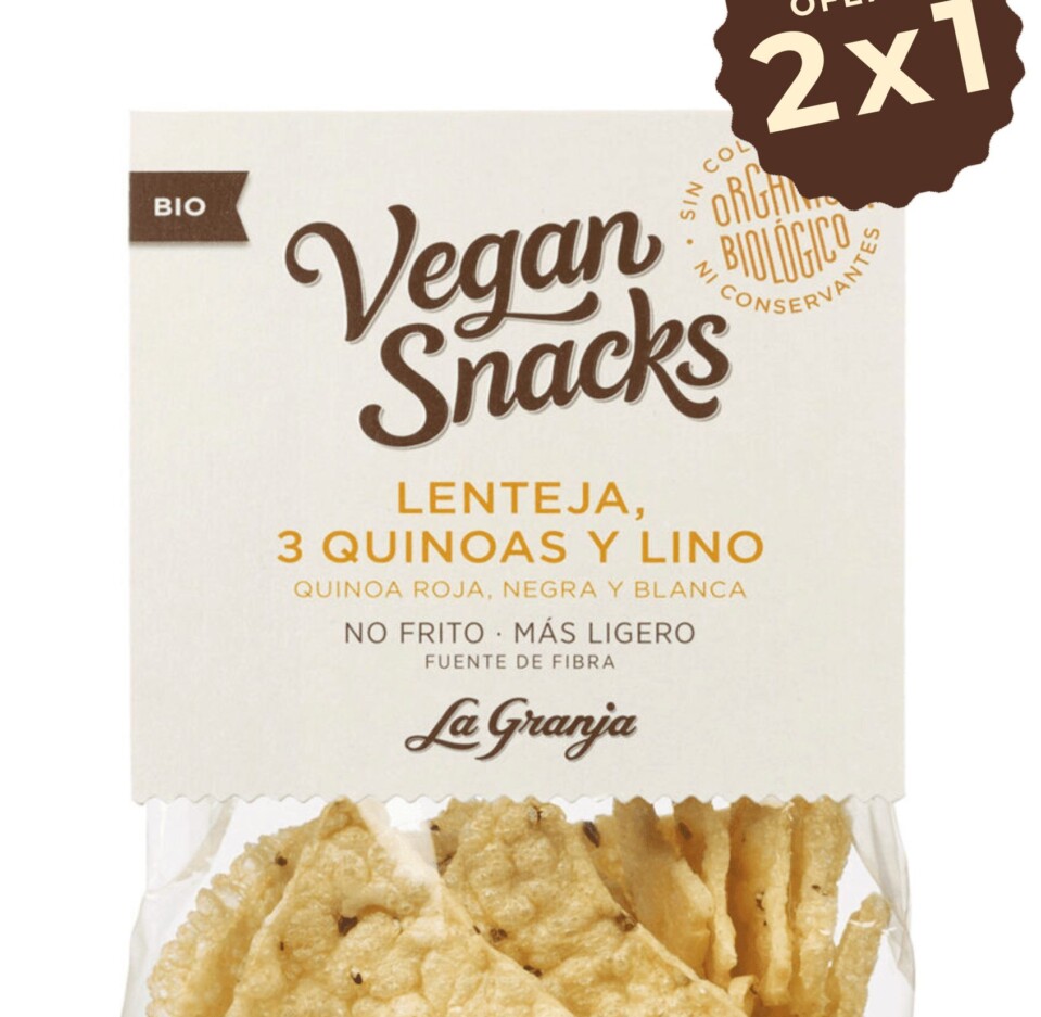 Vegan snacks lenteja, 3 quinoas y lino