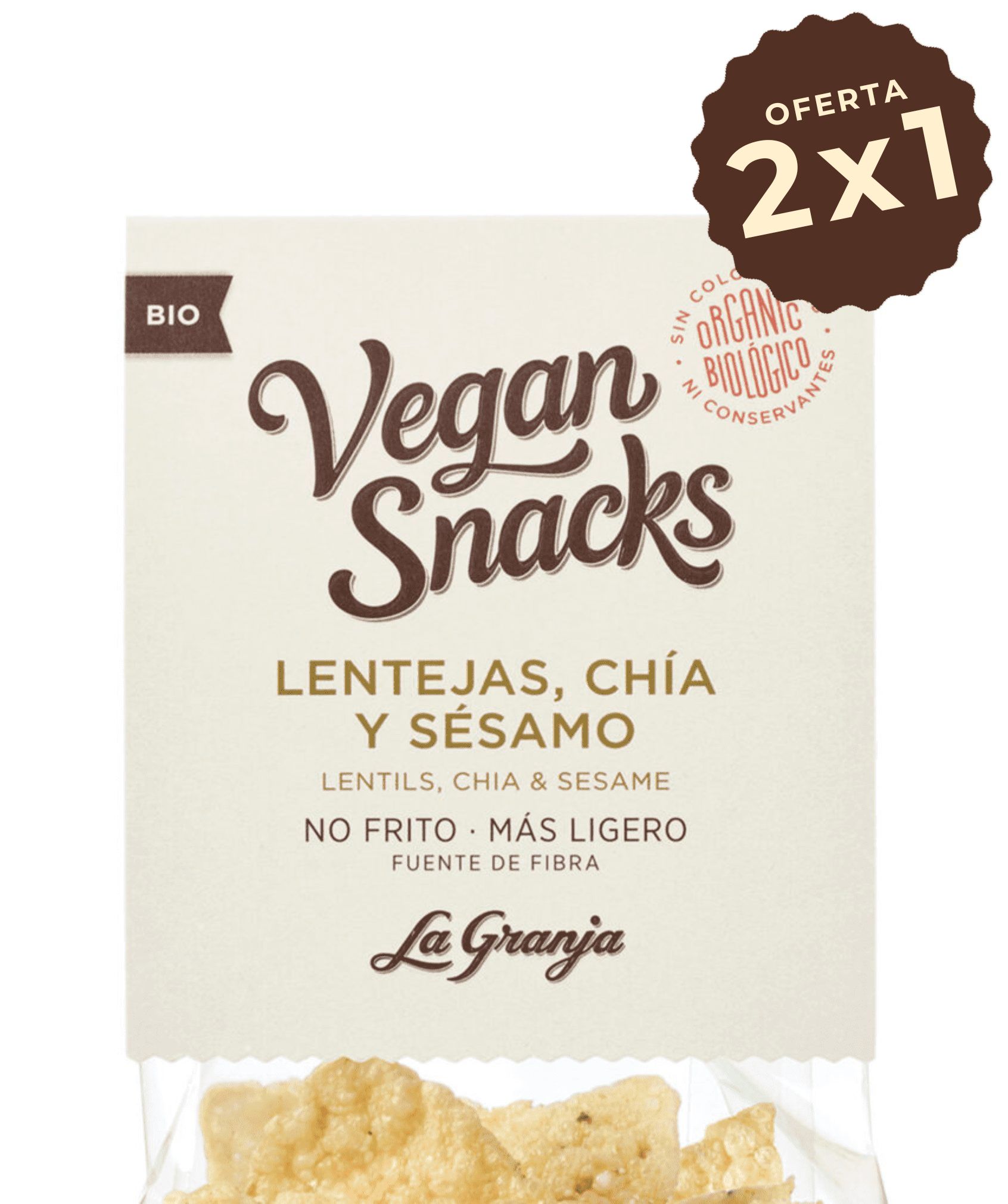 Vegan snacks lenteja, chía y sésamo