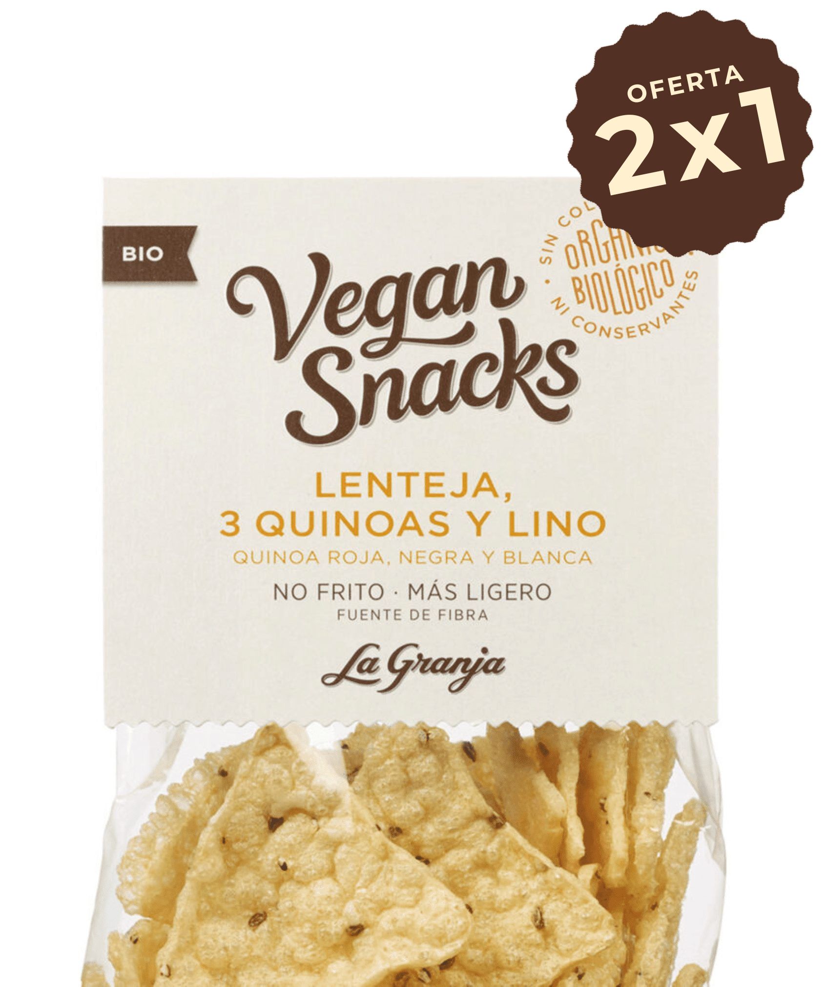 Vegan snacks lenteja, 3 quinoas y lino