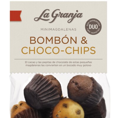 Mini magdalenes duo bombó i xips de xocolata