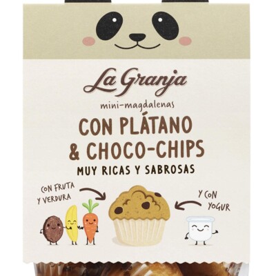 Mini magdalenes amb plàtan i xips de xocolata