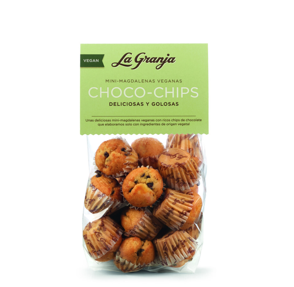 Mini magdalena tradicional con choco-chips vegana