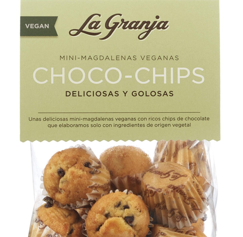 Mini magdalena tradicional con choco-chips vegana