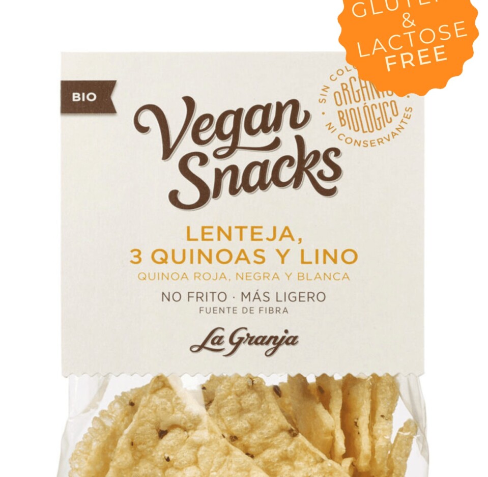Vegan snacks lenteja, 3 quinoas y lino