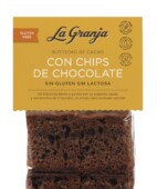Bizcocho de cacao con chips de chocolate sin gluten y sin lactosa