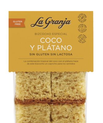 Bizcocho especial coco y plátano sin gluten y sin lactosa