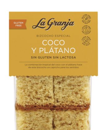Bizcocho especial coco y plátano sin gluten y sin lactosa