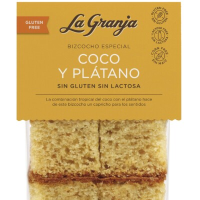 Bizcocho especial coco y plátano sin gluten y sin lactosa