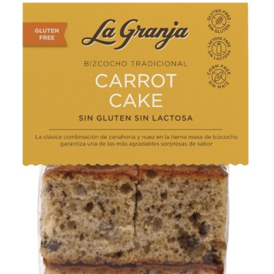 Bizcocho tradicional carrot cake sin gluten y sin lactosa