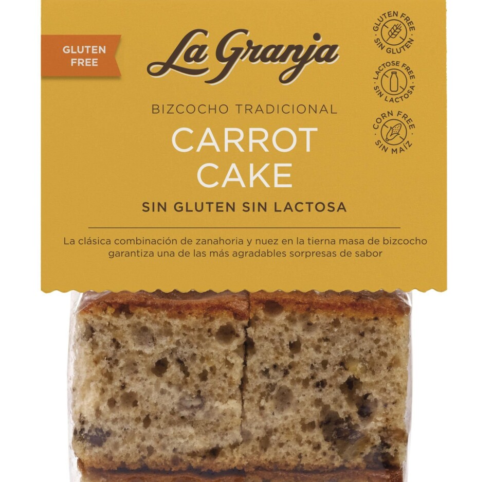Bizcocho tradicional carrot cake sin gluten y sin lactosa