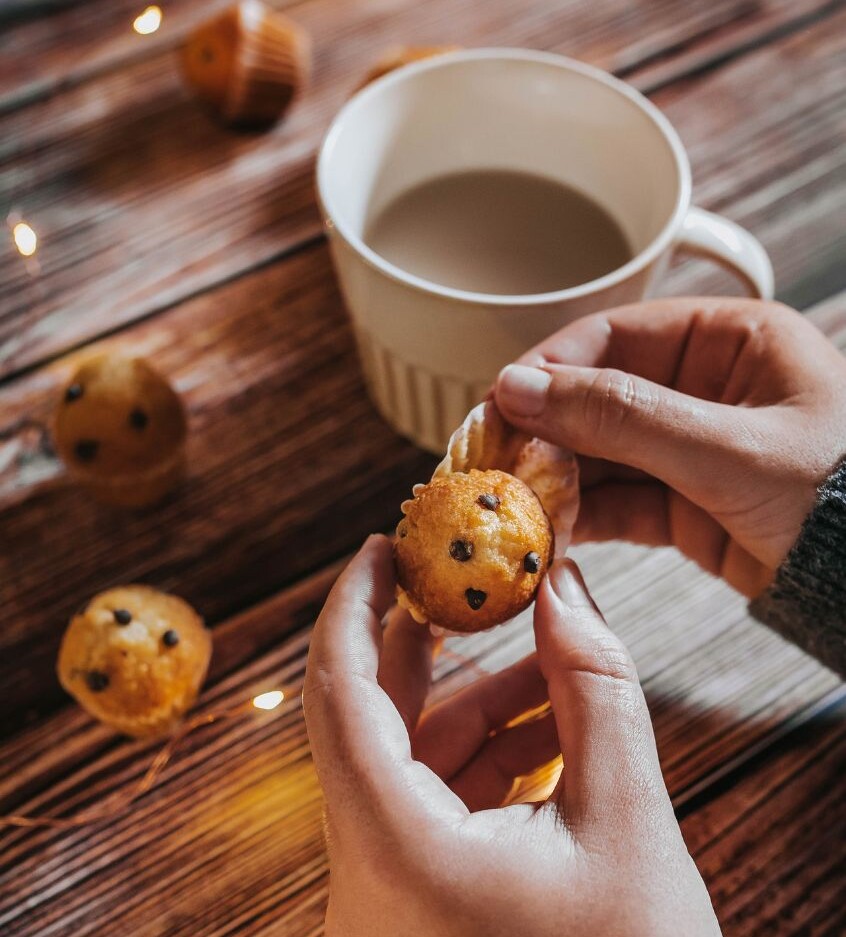 Mini magdalena tradicional con choco-chips vegana